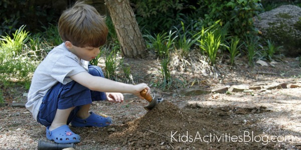 Kids science volcano building