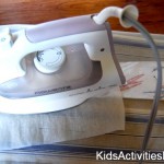 ironing colorful tie