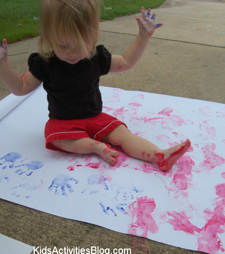 little girl blue handprints