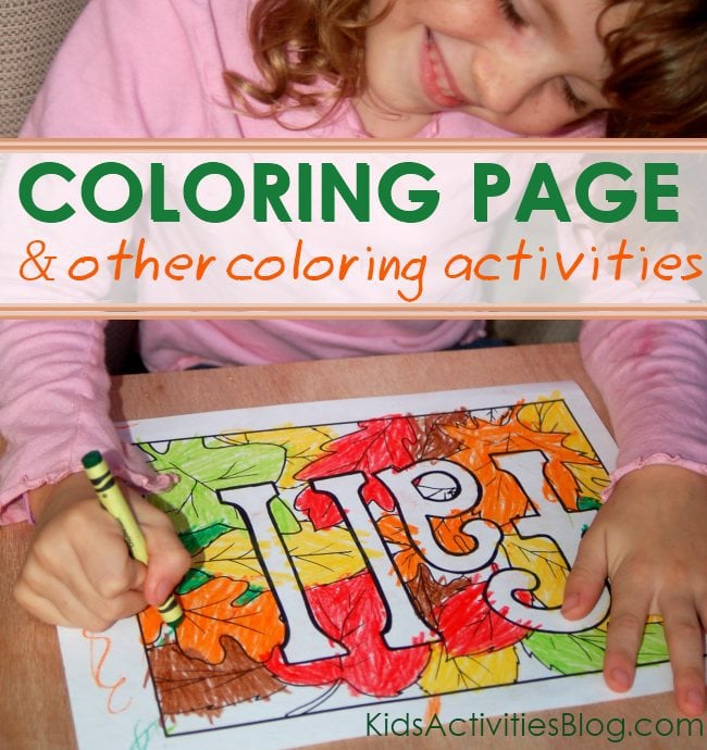 Printable coloring page - fall with leaves (and some activities your kids can do with the page)