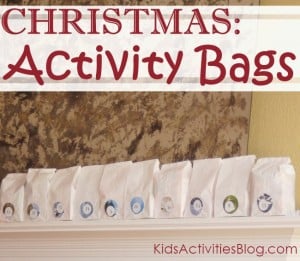 We used activity bags for an advent calendar.  Each day the kids could open a new small activity to do together