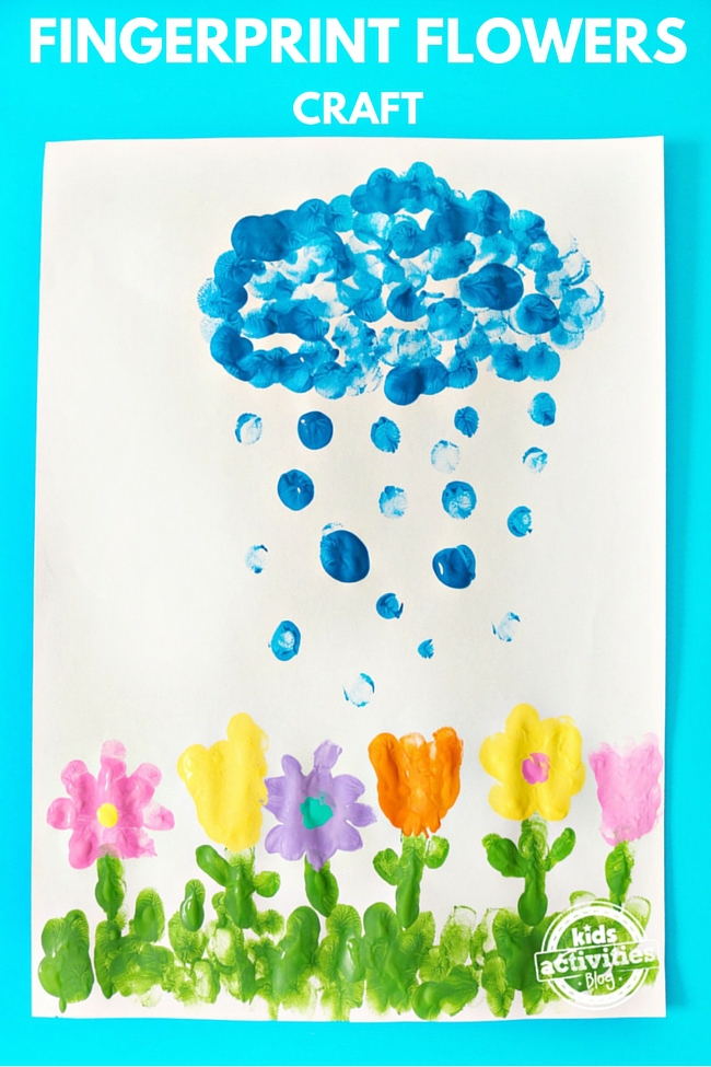 April Showers Bring May Fingerprint Flowers Craft