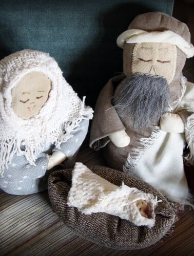 mary joseph and baby jesus in manger