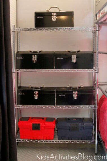 tool chests on shelves