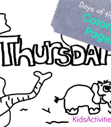 Thursday coloring page - part of the days of the week coloring sheets for kids from Kids Activities Blog