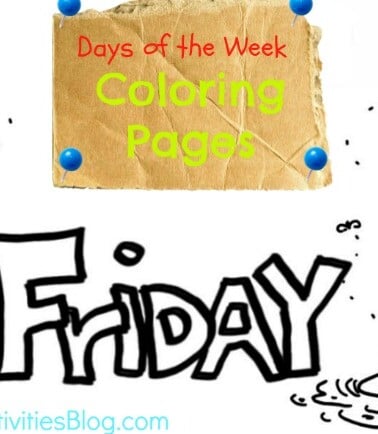 Friday coloring page is one of the series of daily coloring sheets for kids from Kids Activities Blog