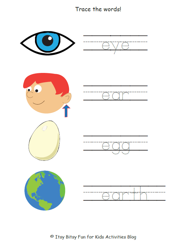 Letter E Words For Kindergarten