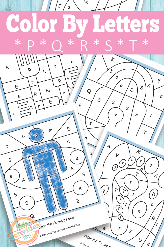 Easy Color By Letter P Q R S T Worksheets For Preschoolers Kids