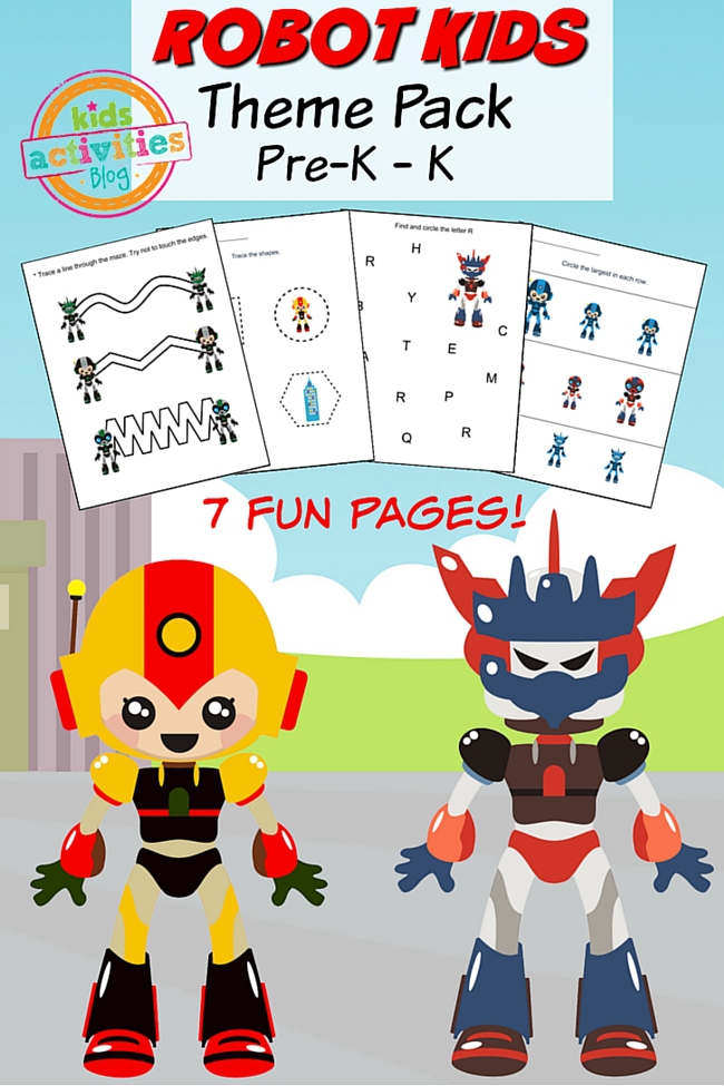 Totally Awesome Robot Printable Preschool Worksheet Pack