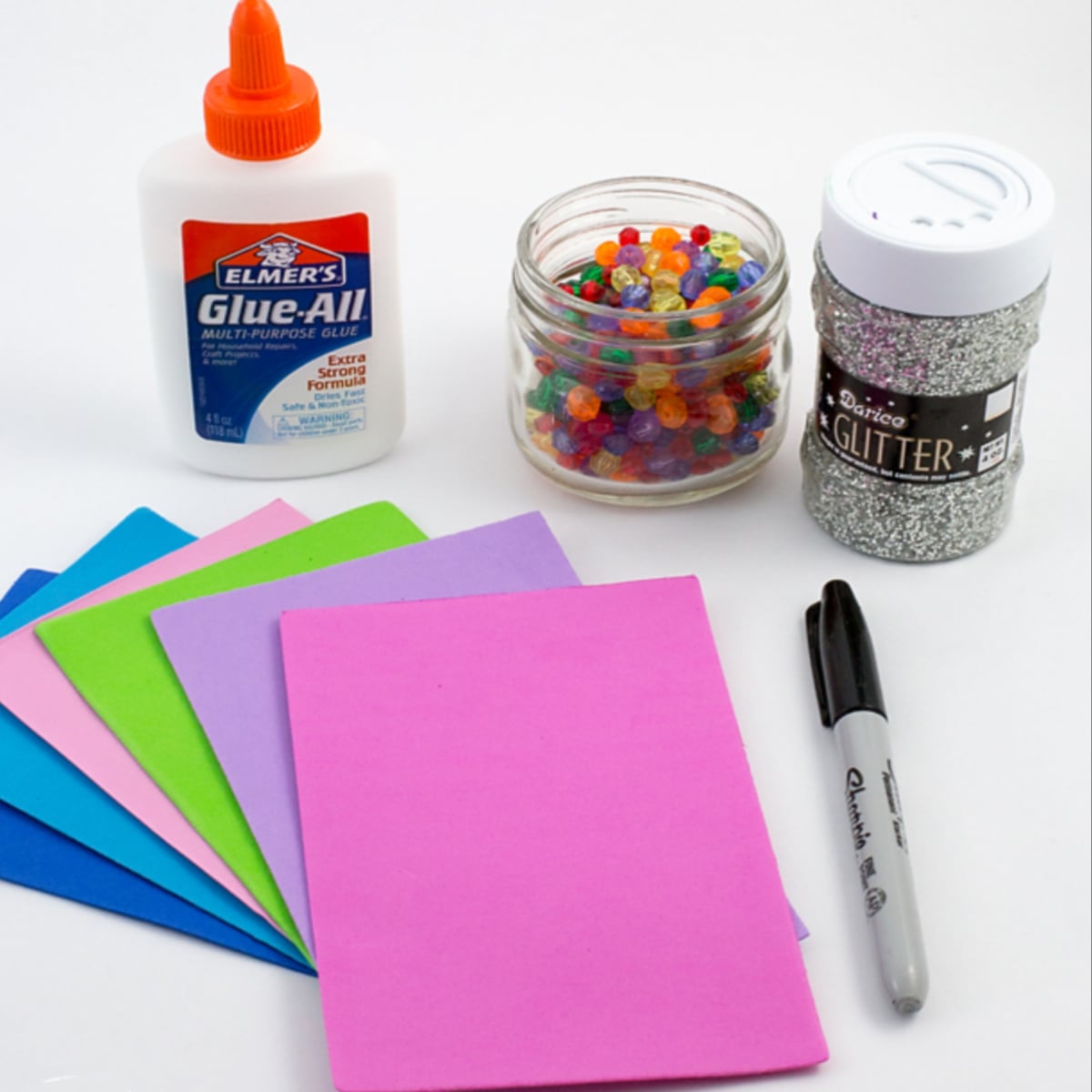 Sandal craft- Supplies- glue, beads, foam, marker, glitter- kids activities blog
