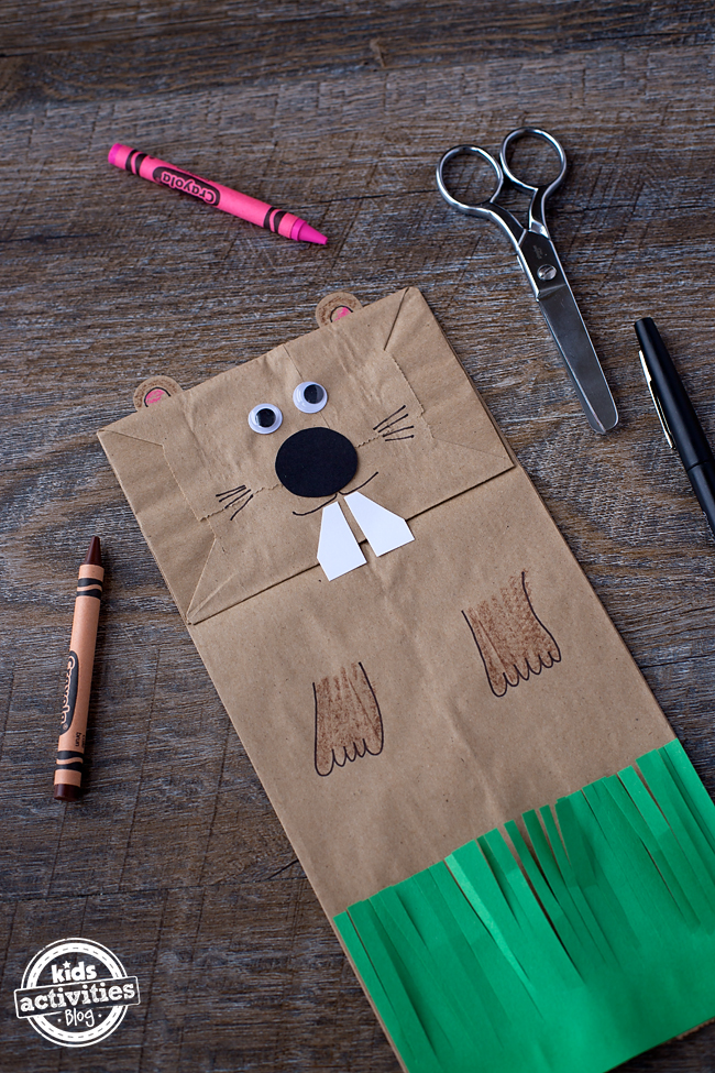 Make A Paper Bag Groundhog Puppet For Groundhog Day 2023 Kids