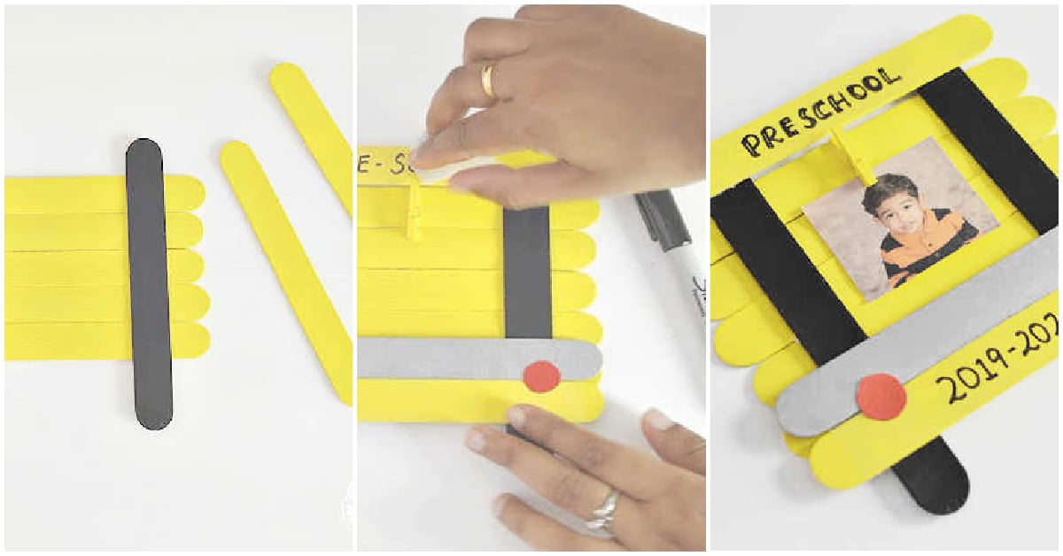 Yellow School Bus Frame Craft Perfect for Back to School Pics Kids