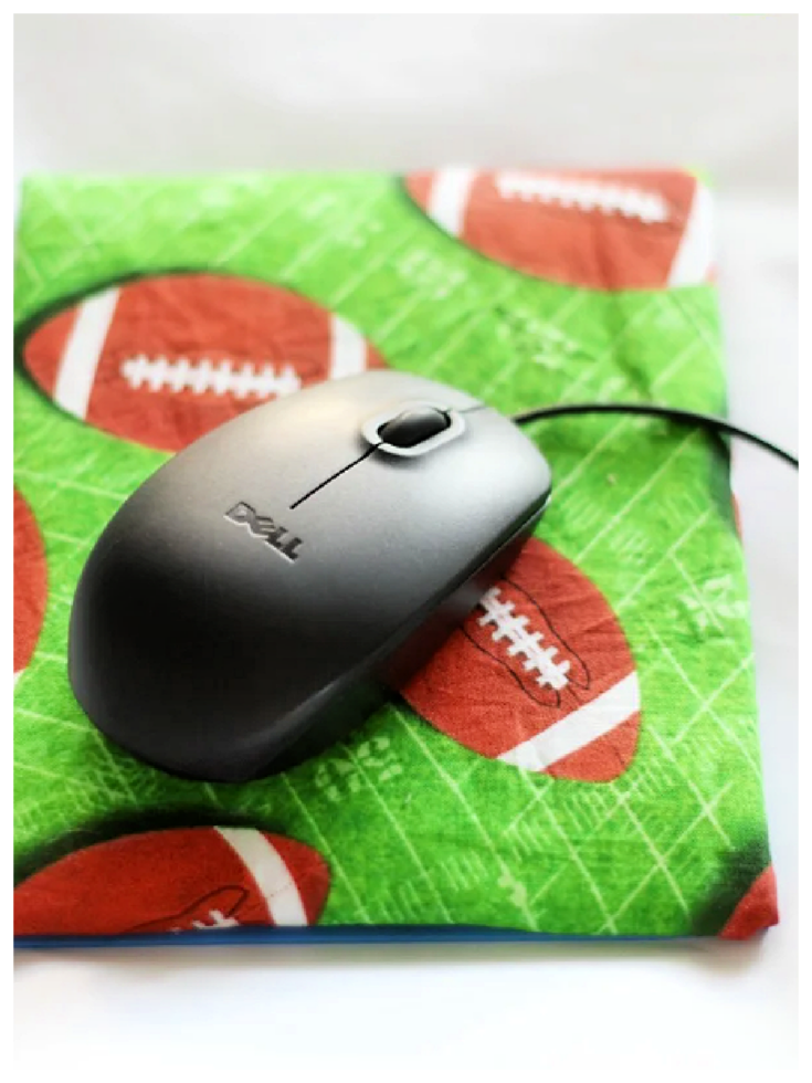 Homemade Mouse Pad- Fathers Day Craft- Completed football mouse pad with black mouse-Kids Activities Blog