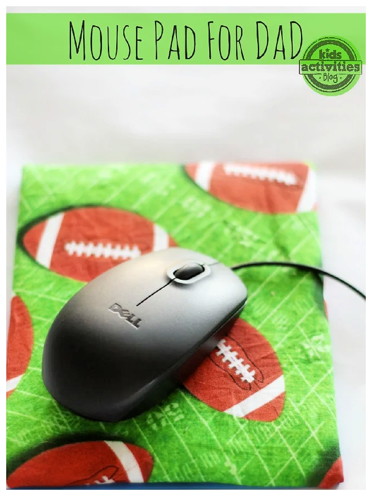 Completed Mouse Pad with footballs and mouse- kids activities blog
