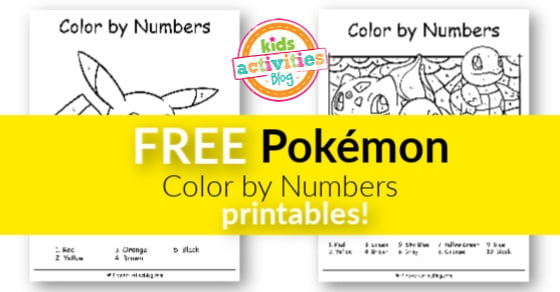 FREE Pokémon Color by Numbers Printables! Kids Activities Blog