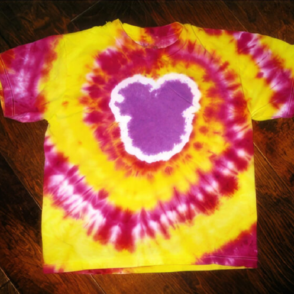 Tie Dye Craft- yellow pink and purple tie dye mickey shirt - Kids activities Blog