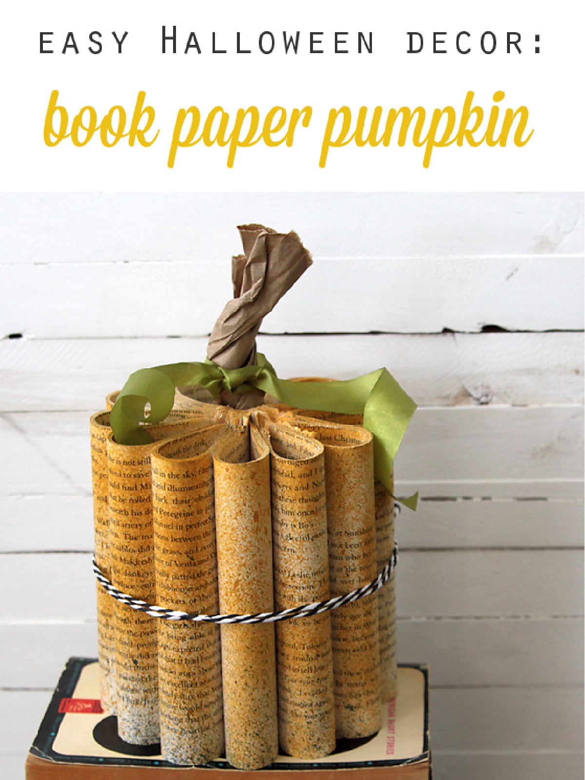 Pumpkin Craft- paper pumpkin with text on wood background- Kids Activities Blog