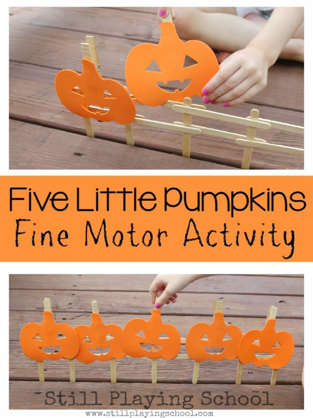 Pumpkin Craft- 5 little pumpkin craft with fork and paper pumpkins - Kids Activities Blog