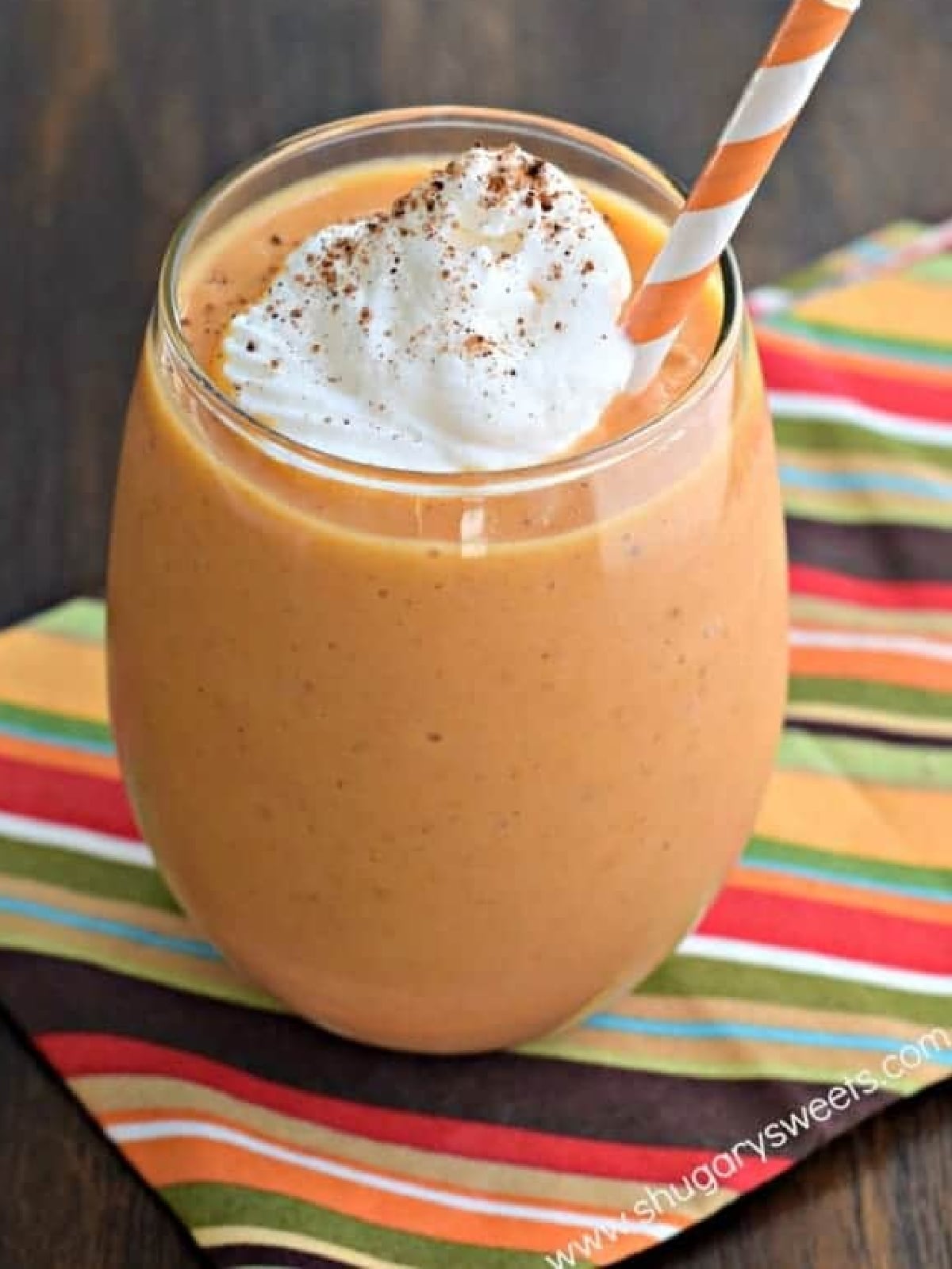 Pumpkin Recipe- Pumpkin smoothie with whipped cream and straw - Kids Activities Blog