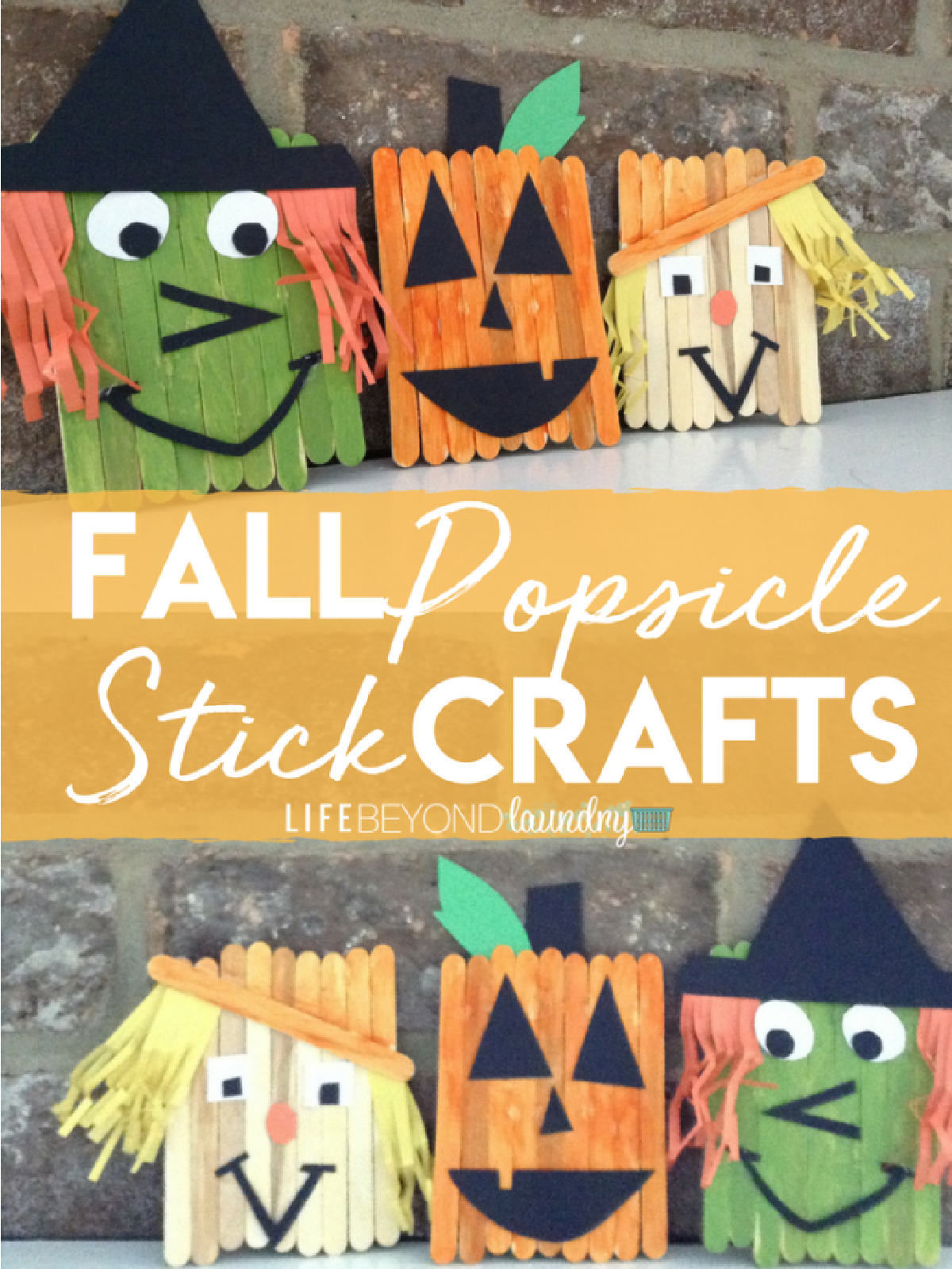 Pumpkin Craft- Popsicle stick witch, pumpkin, and scarecrow- Kids Activities Blog
