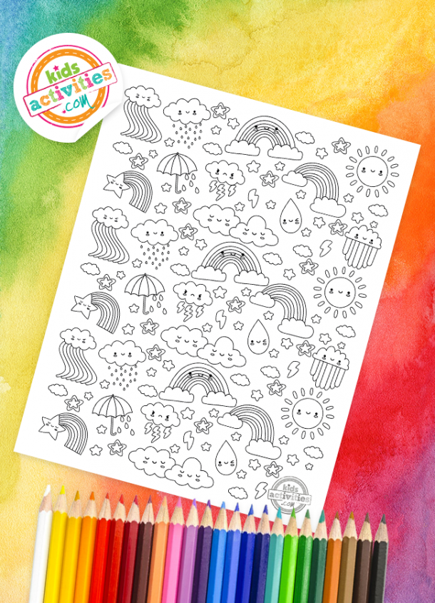 Download The Cutest Rainbow Doodle Coloring Page