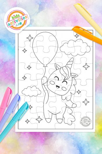 Make Your Own Puzzle - Free Unicorn Puzzle Coloring Pages