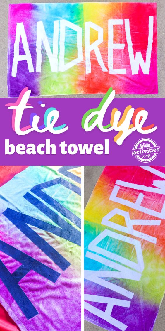 Kids Tie Dye Beach Towel with Name DIY) Kids Activities Blog