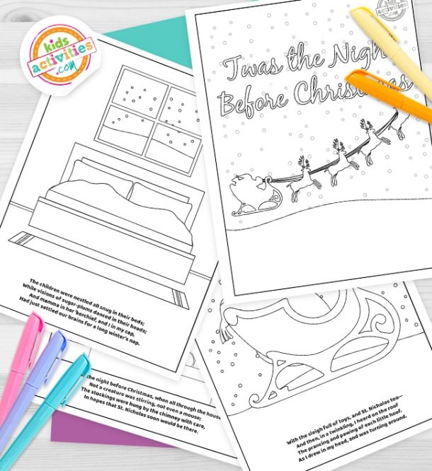 Free Christmas Coloring Book 'Twas the Night Before Christmas Kids