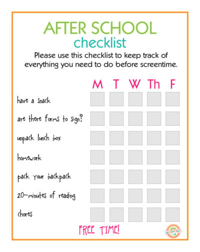 Free School Supplies, an After School Routine Checklist, and Snack • KAB