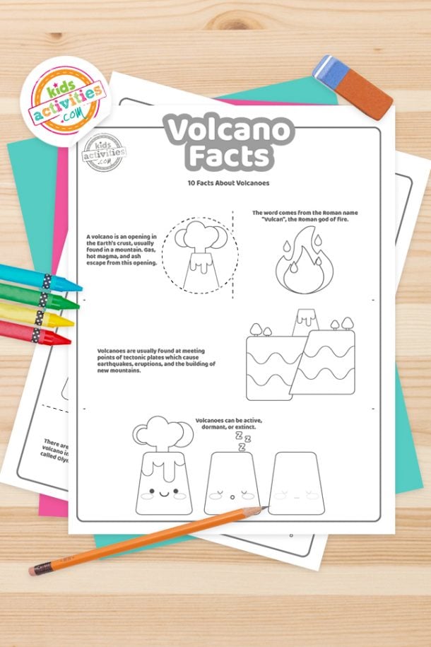 Volcano Facts Coloring Pages Feature Image