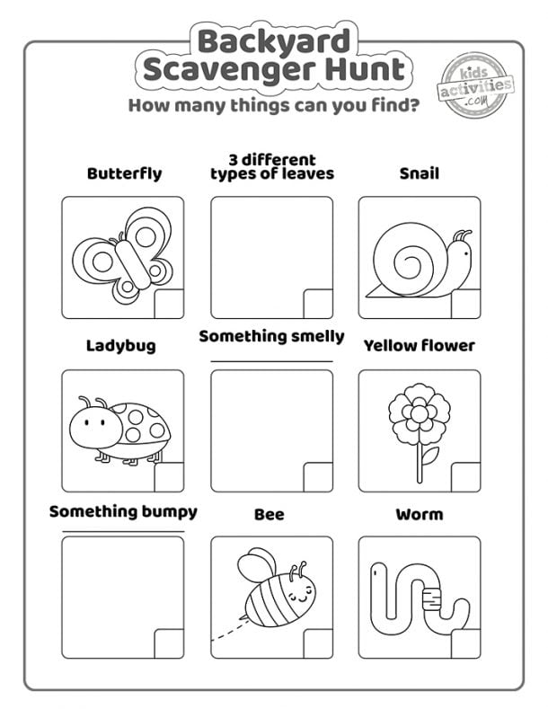 Free Printable Backyard Scavenger Hunt For Kids | Kids Activities Blog