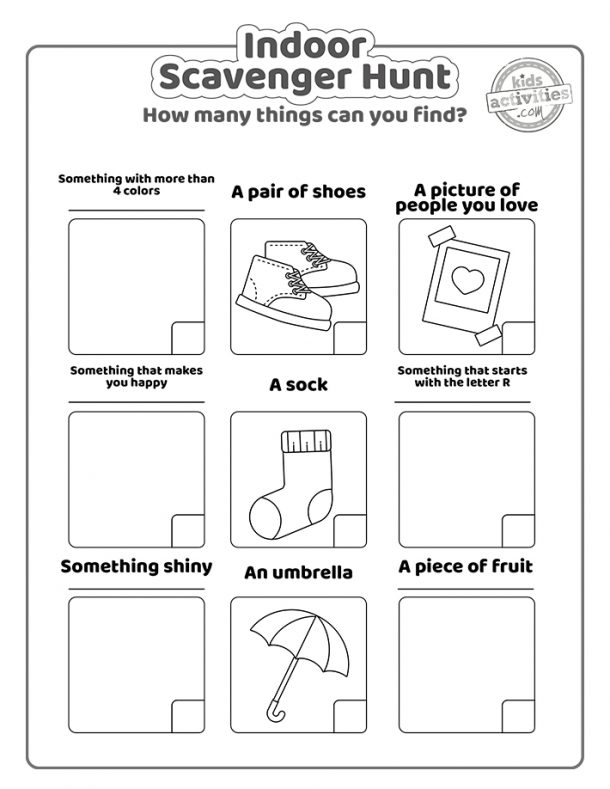 Indoor Scavenger Hunt Printables Kids Activities Blog