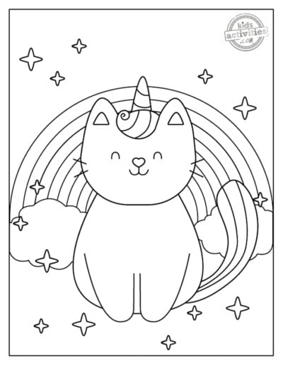 Charming Magic Cute Printable Unicorn Cat Coloring Pages | Kids ...