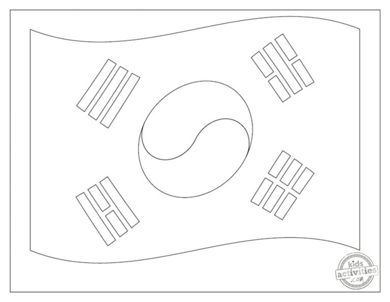 Easy South Korean Flag Coloring Pages Kids Activities Blog