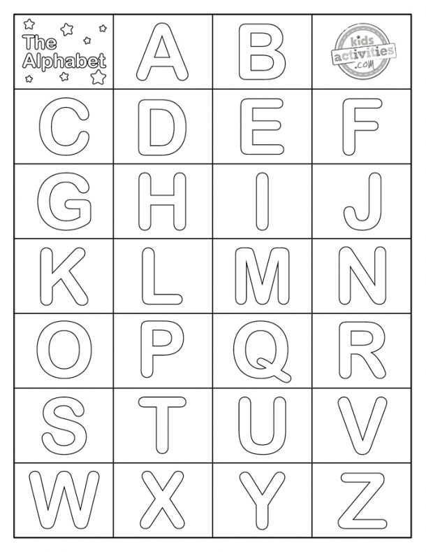 Easy Alphabet Printable Chart Coloring Pages SmartParentingSkills