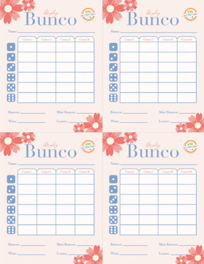 Make A Bunco Party Box with Free Printable Bunco Score Sheets | Kids ...