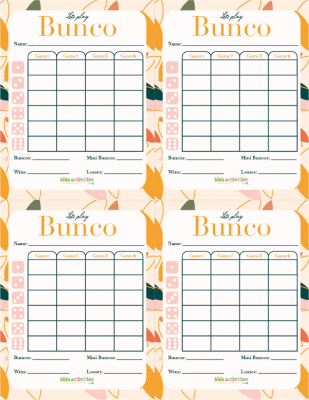 Make A Bunco Party Box with Free Printable Bunco Score Sheets | Kids ...
