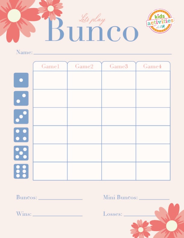 Make A Bunco Party Box with Free Printable Bunco Score Sheets | Kids ...