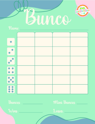 Make A Bunco Party Box with Free Printable Bunco Score Sheets | Kids ...