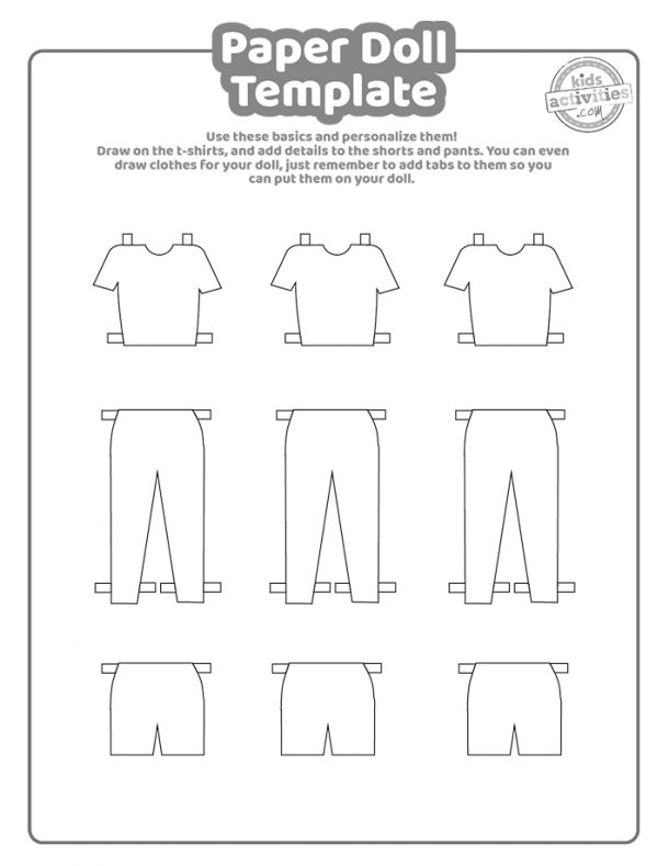 Free Printable Paper Doll Template | Kids Activities Blog