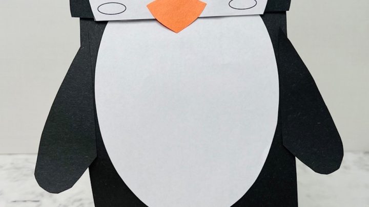 paper bag penguin puppet