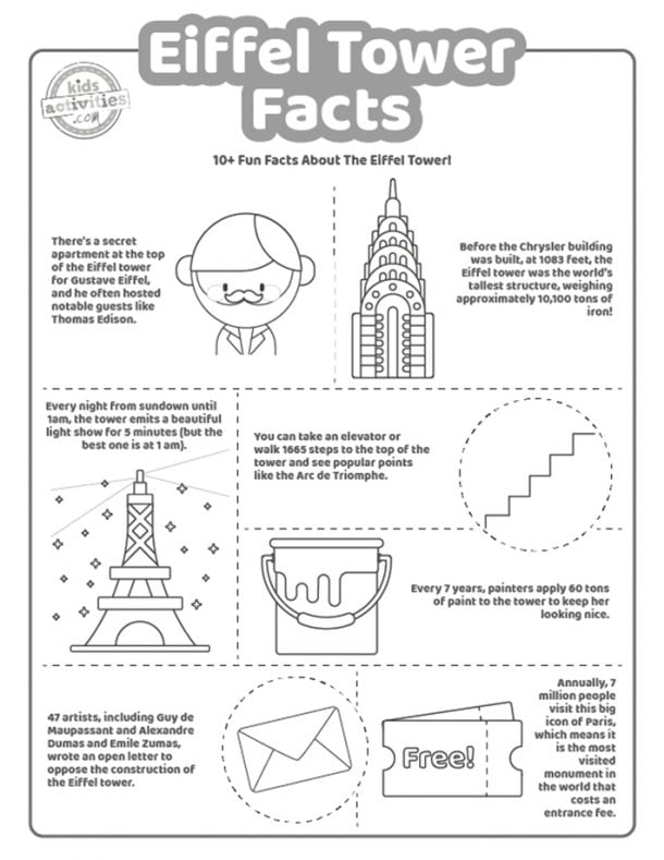 Cool Eiffel Tower Facts for Kids to Print & Color Kids Activities Blog