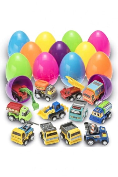 These Easter Eggs Come Pre-Filled With Construction Cars For A Fun Non-Candy Easter Egg Hunt - Kids Activities Blog