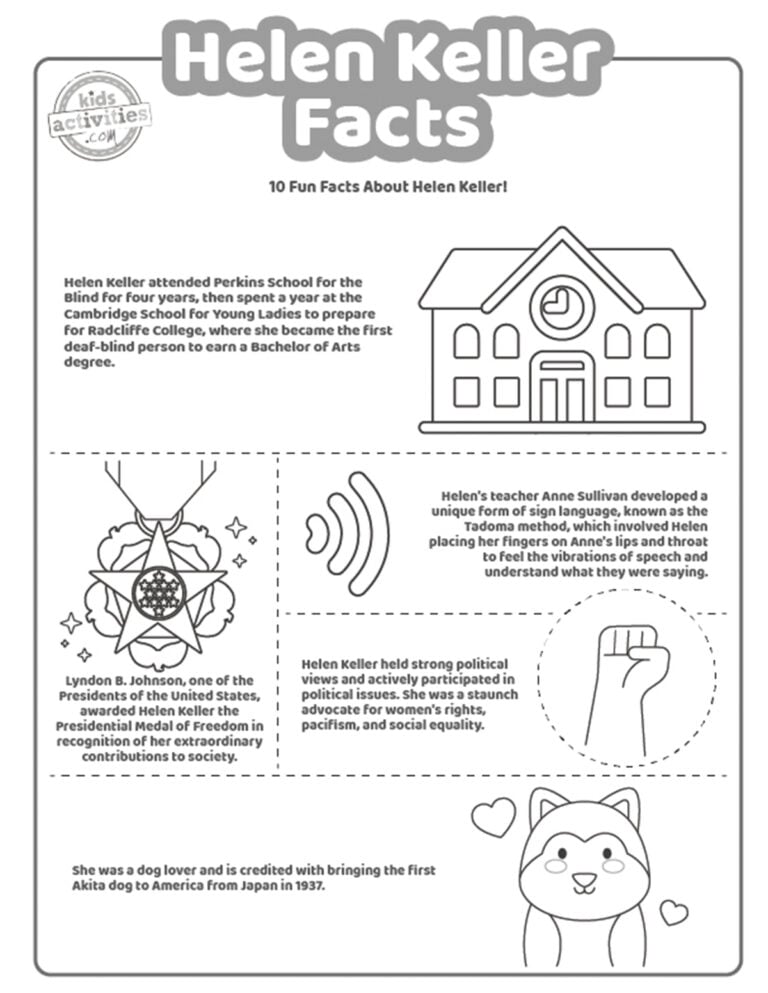 Intriguing helen keller facts coloring pages kids activities blog