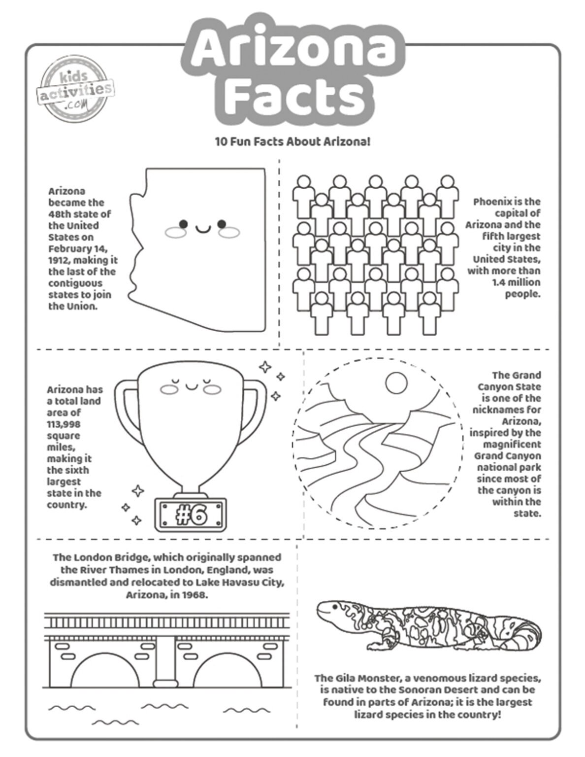 10+ Arizona Facts And Free Printables Kids Activities Blog