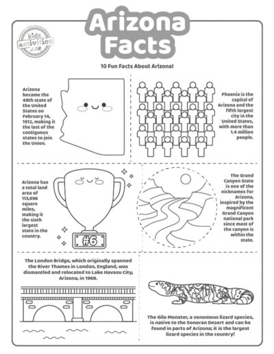 10+ Arizona Facts And Free Printables | Kids Activities Blog