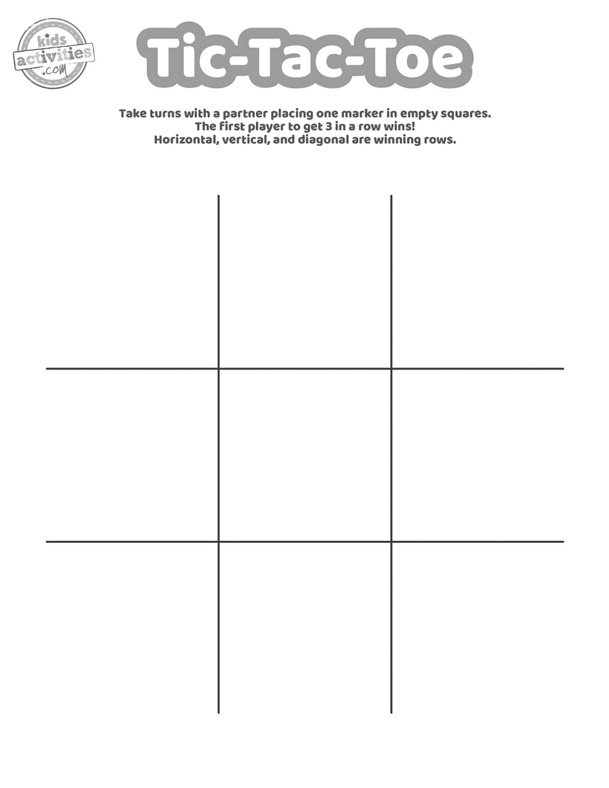 Tic Tac Toe Printable | Kids Activities Blog