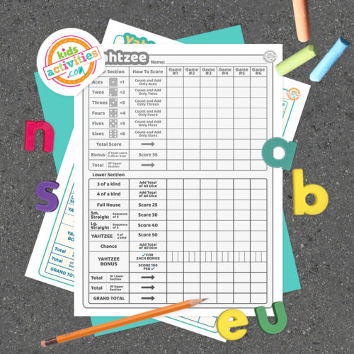 Free Printable Yahtzee Score Cards | Kids Activities Blog