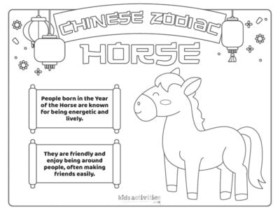 Chinese Zodiac Horse Printables For Kids Kids Activities Blog