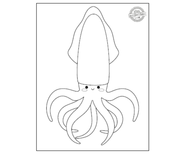 Fun Squid Coloring Page For Kids | Kids Activities Blog